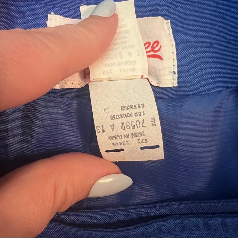 Vintage Henry Lee Petites Royal Blue Peplum Blazer Jacket Asymmetrical Sz 14P - Picture 7 of 8